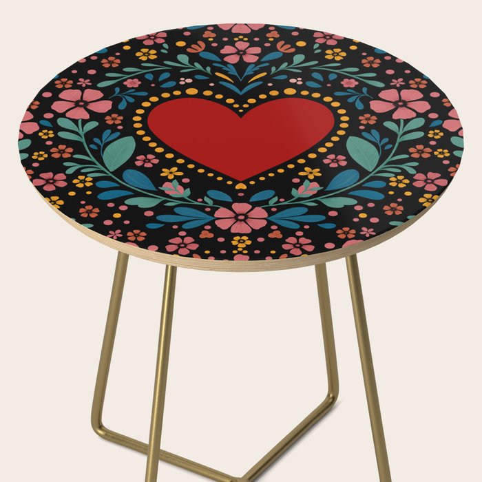 Heart with flolk flowers Side Table Gallery Image 2