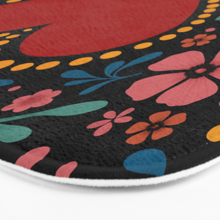 Heart with flolk flowers Bath Mat Gallery Image 3