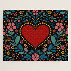 Heart with flolk flowers Jigsaw Puzzle Gallery Image 1