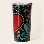 Heart with flolk flowers Travel Mug Gallery Image 2