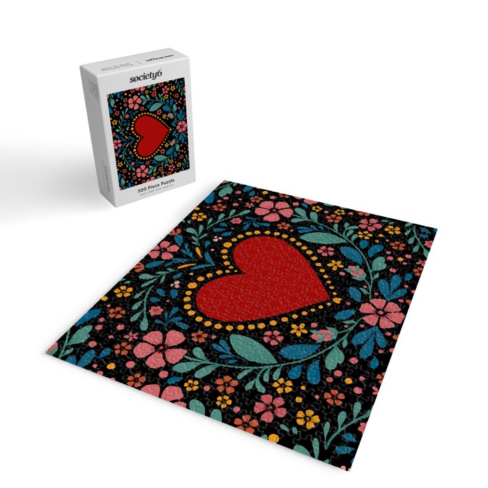 Heart with flolk flowers Jigsaw Puzzle Gallery Image 2