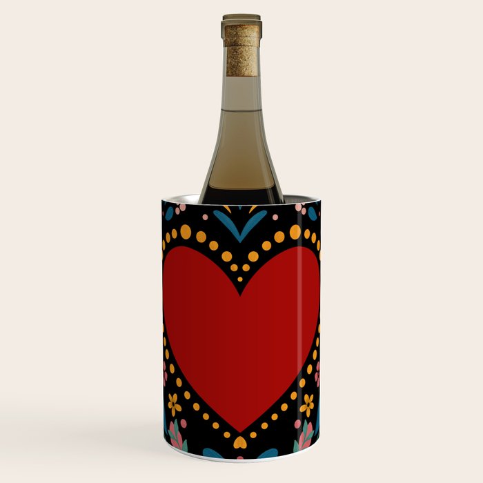 Heart with flolk flowers Wine Chiller Gallery Image 1