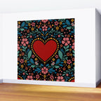 Heart with flolk flowers Wall Mural Gallery Image 2