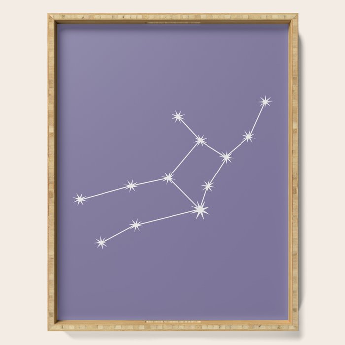Virgo Zodiac Star Constellation Line Art Lavender Purple Serving Tray Gallery Image 1