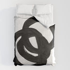 Black & White Minimalist Ink Tribal Mid Century Pattern Dark Painting Pattern Comforter Gallery Image 6