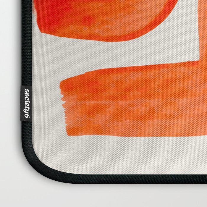 Mid Century Modern Abstract Minimalist Abstract Vintage Retro Orange Watercolor Brush Strokes Laptop Sleeve Gallery Image 3