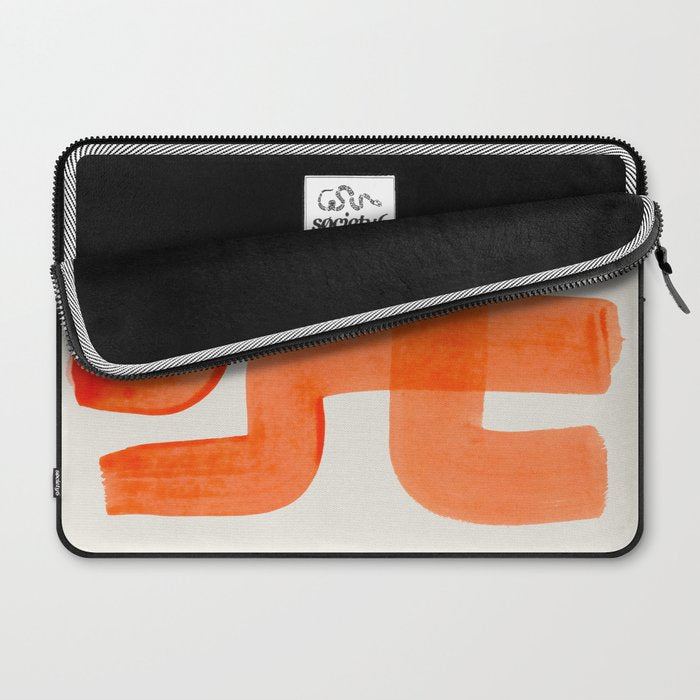 Mid Century Modern Abstract Minimalist Abstract Vintage Retro Orange Watercolor Brush Strokes Laptop Sleeve Gallery Image 2