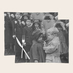 Sweet little boy and girl sharing a drink vintage funny humorous black and white photograph Placemat Gallery Image 1