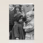 Sweet little boy and girl sharing a drink vintage funny humorous black and white photograph Stationery Card Gallery Image 2