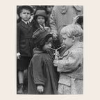 Sweet little boy and girl sharing a drink vintage funny humorous black and white photograph Poster Gallery Image 4