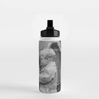 Sweet little boy and girl sharing a drink vintage funny humorous black and white photograph Water Bottle Gallery Image 2