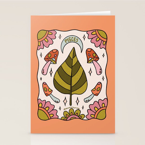 Pisces Leaf Stationery Card Gallery Image 1