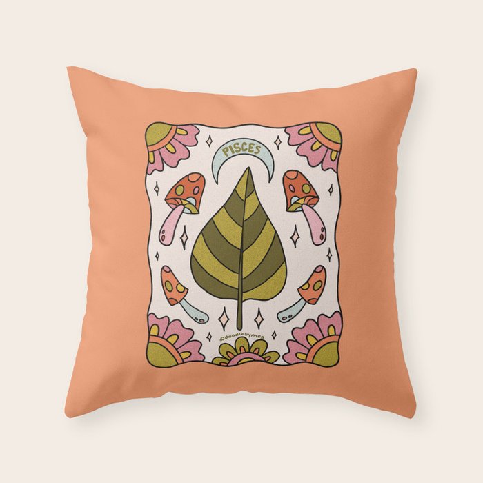 Pisces Leaf Throw Pillow Gallery Image 1