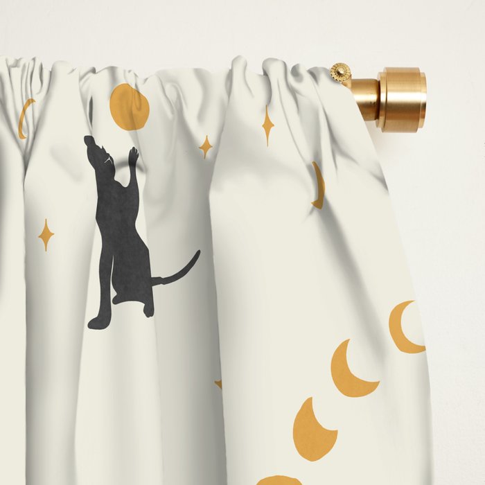 Cat and Moon 1 Window Curtain Gallery Image 2