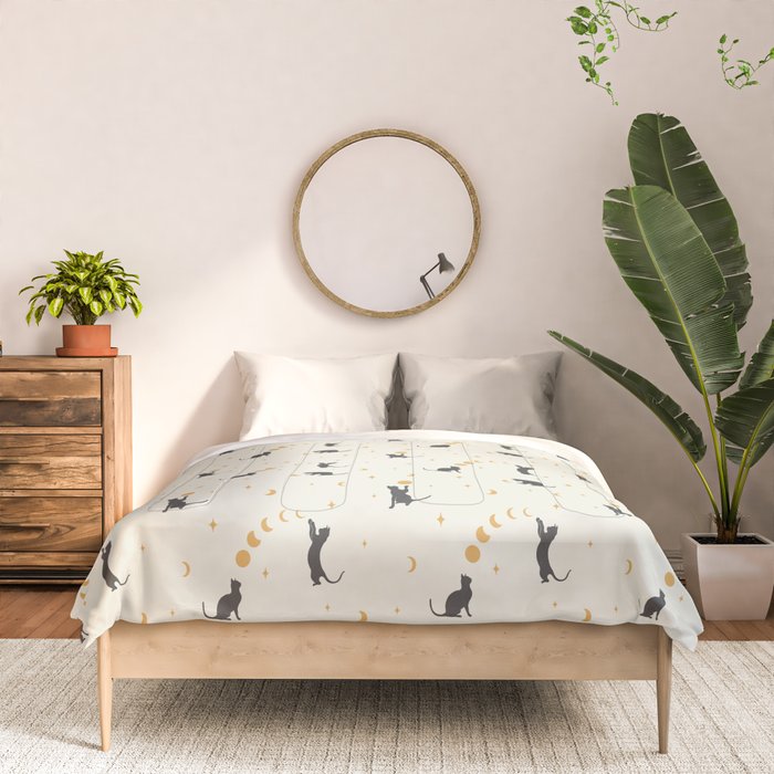 Cat and Moon 1 Comforter Gallery Image 3