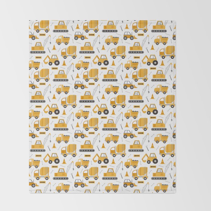 Construction Trucks Throw Blanket Gallery Image 2