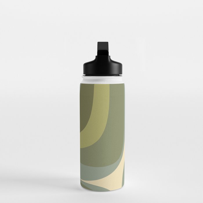 Retro Groove Minimalist Abstract in Olive Green Tones Water Bottle Gallery Image 3