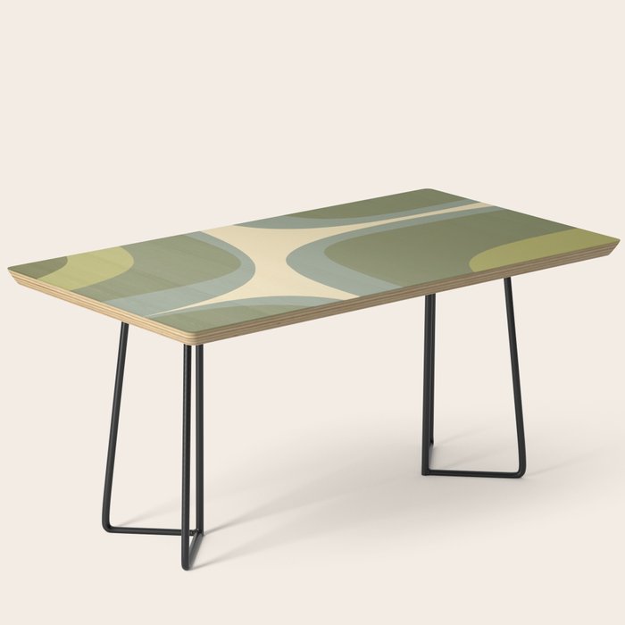 Retro Groove Minimalist Abstract in Olive Green Tones Coffee Table Gallery Image 1