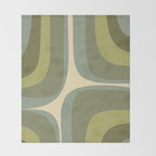 Retro Groove Minimalist Abstract in Olive Green Tones Throw Blanket Gallery Image 2