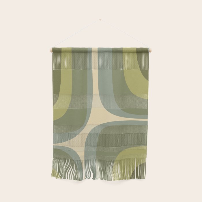 Retro Groove Minimalist Abstract in Olive Green Tones Wall Hanging Gallery Image 1