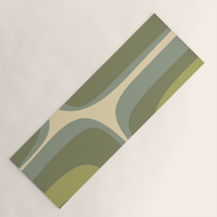 Retro Groove Minimalist Abstract in Olive Green Tones Yoga Mat Gallery Image 1