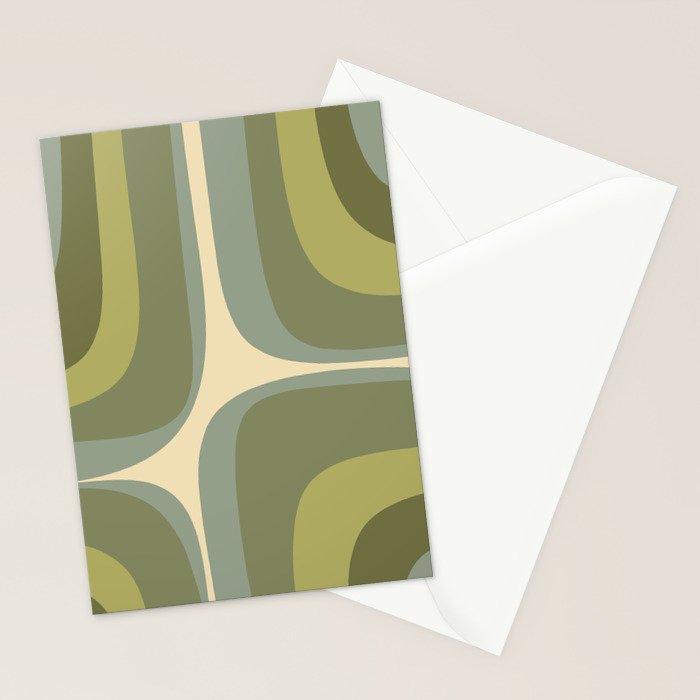 Retro Groove Minimalist Abstract in Olive Green Tones Stationery Card Gallery Image 2