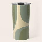 Retro Groove Minimalist Abstract in Olive Green Tones Travel Mug Gallery Image 1