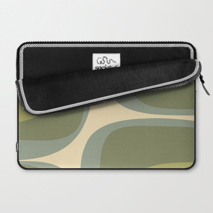 Retro Groove Minimalist Abstract in Olive Green Tones Laptop Sleeve Gallery Image 2