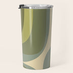 Retro Groove Minimalist Abstract in Olive Green Tones Travel Mug Gallery Image 3