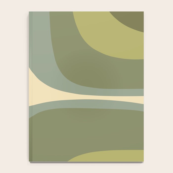 Retro Groove Minimalist Abstract in Olive Green Tones Notebook Gallery Image 4