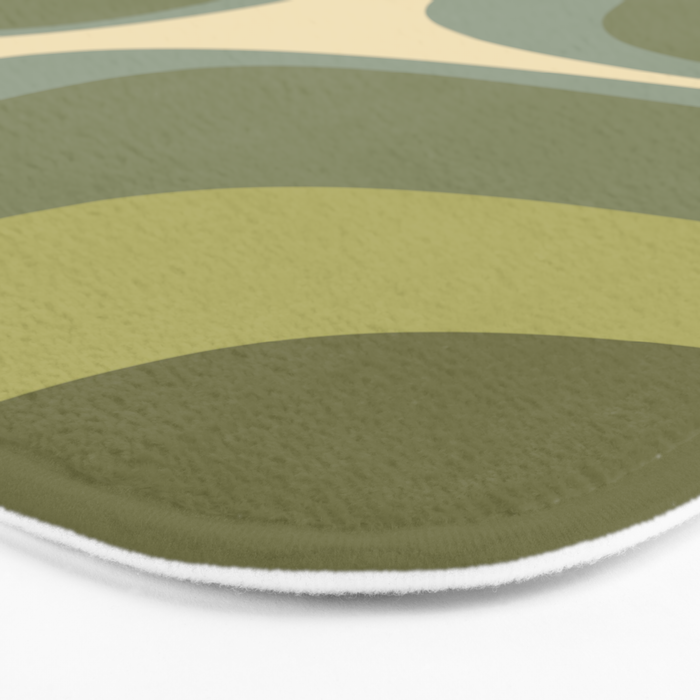Retro Groove Minimalist Abstract in Olive Green Tones Bath Mat Gallery Image 3