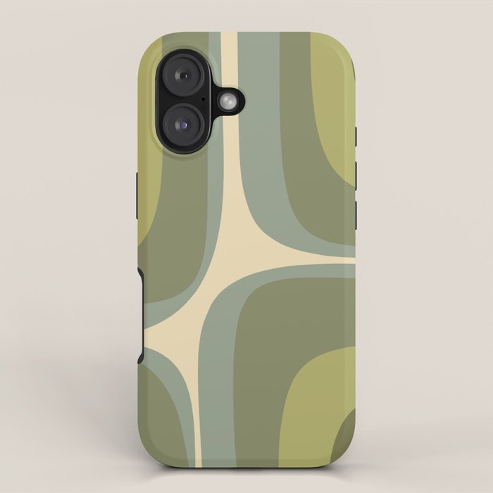 Retro Groove Minimalist Abstract in Olive Green Tones iPhone Case Gallery Image 1