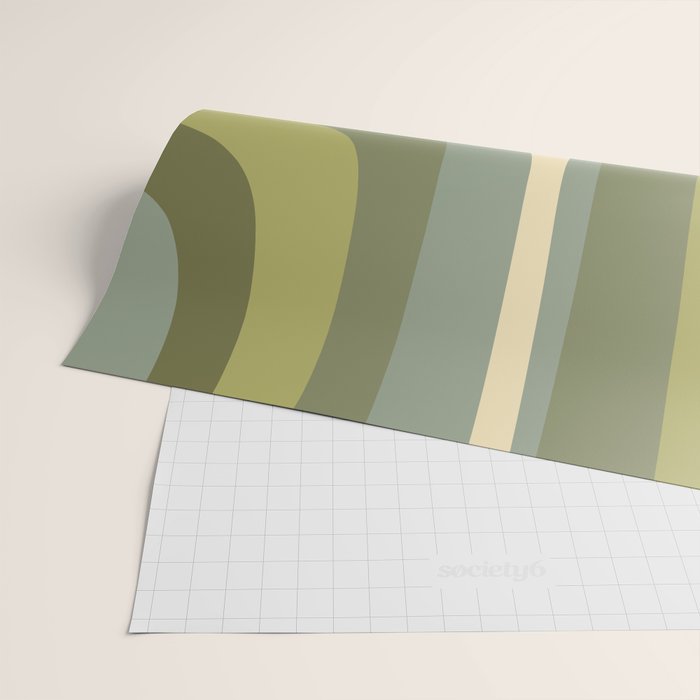 Retro Groove Minimalist Abstract in Olive Green Tones Wrapping Paper Gallery Image 2
