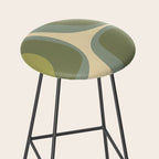 Retro Groove Minimalist Abstract in Olive Green Tones Stool Gallery Image 2