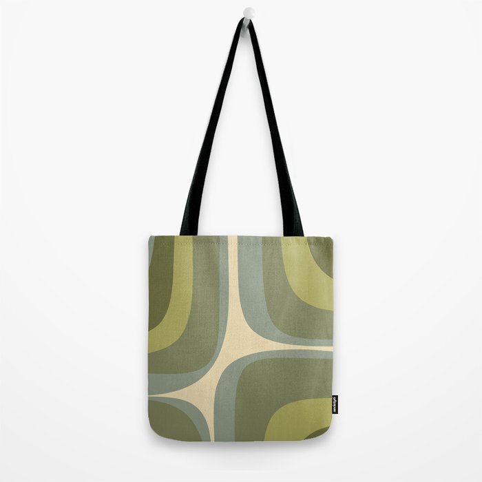 Retro Groove Minimalist Abstract in Olive Green Tones Tote Bag Gallery Image 2
