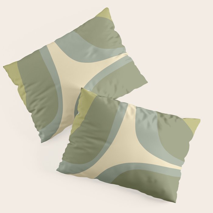 Retro Groove Minimalist Abstract in Olive Green Tones Pillow Sham Gallery Image 3