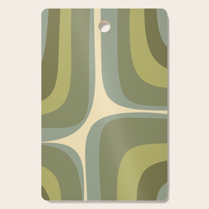 Retro Groove Minimalist Abstract in Olive Green Tones Cutting Board Gallery Image 1