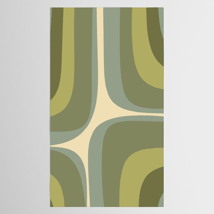 Retro Groove Minimalist Abstract in Olive Green Tones Tablecloth Gallery Image 2