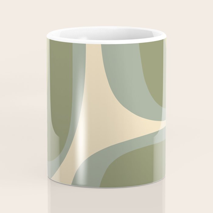 Retro Groove Minimalist Abstract in Olive Green Tones Coffee Mug Gallery Image 4