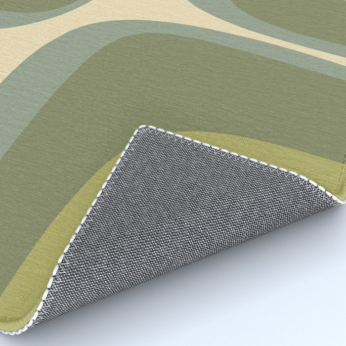 Retro Groove Minimalist Abstract in Olive Green Tones Rug Gallery Image 4