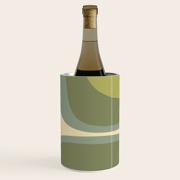 Retro Groove Minimalist Abstract in Olive Green Tones Wine Chiller Gallery Image 3