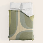 Retro Groove Minimalist Abstract in Olive Green Tones Comforter Gallery Image 6