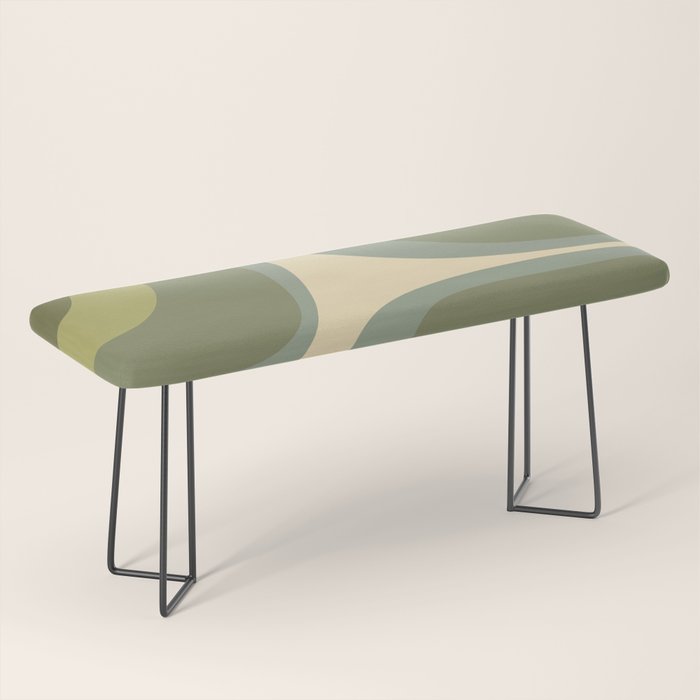 Retro Groove Minimalist Abstract in Olive Green Tones Bench Gallery Image 1