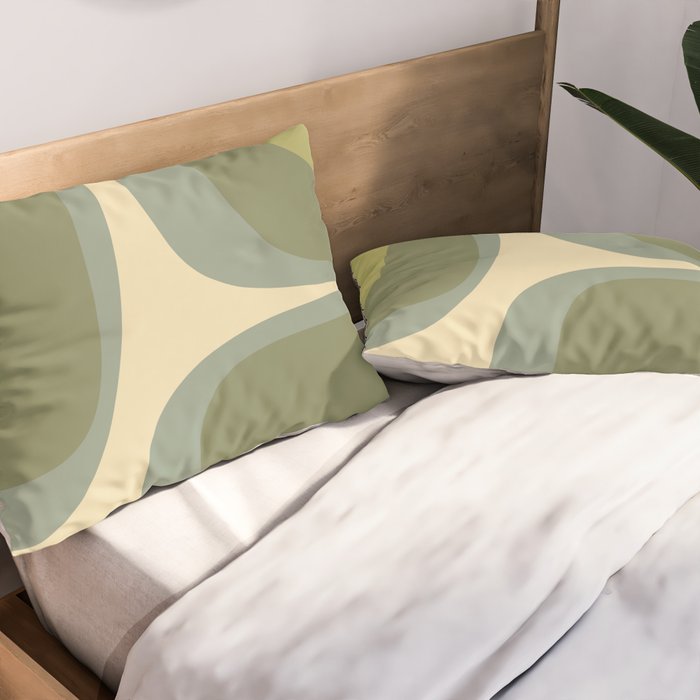 Retro Groove Minimalist Abstract in Olive Green Tones Pillow Sham Gallery Image 2
