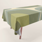 Retro Groove Minimalist Abstract in Olive Green Tones Tablecloth Gallery Image 1