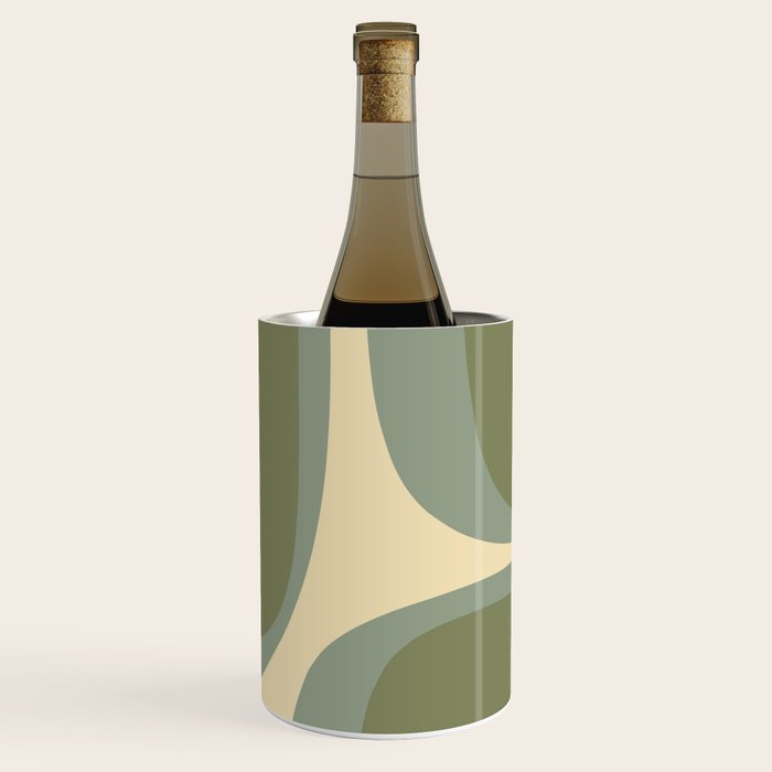 Retro Groove Minimalist Abstract in Olive Green Tones Wine Chiller Gallery Image 1