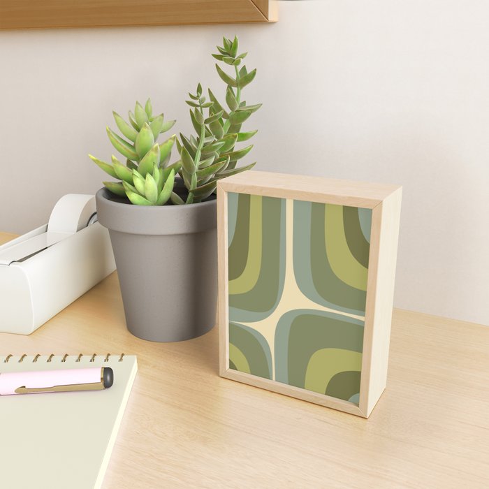 Retro Groove Minimalist Abstract in Olive Green Tones Mini Art Print Gallery Image 2