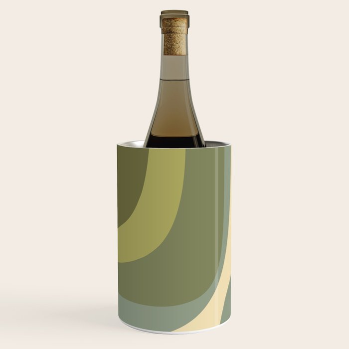 Retro Groove Minimalist Abstract in Olive Green Tones Wine Chiller Gallery Image 2
