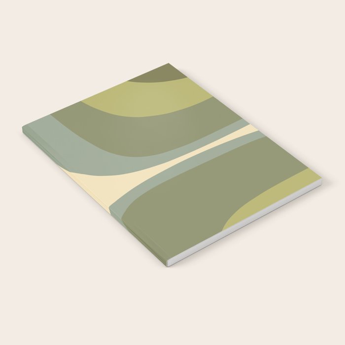 Retro Groove Minimalist Abstract in Olive Green Tones Notebook Gallery Image 1