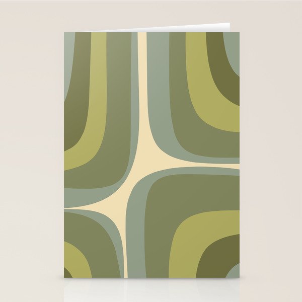 Retro Groove Minimalist Abstract in Olive Green Tones Stationery Card Gallery Image 2